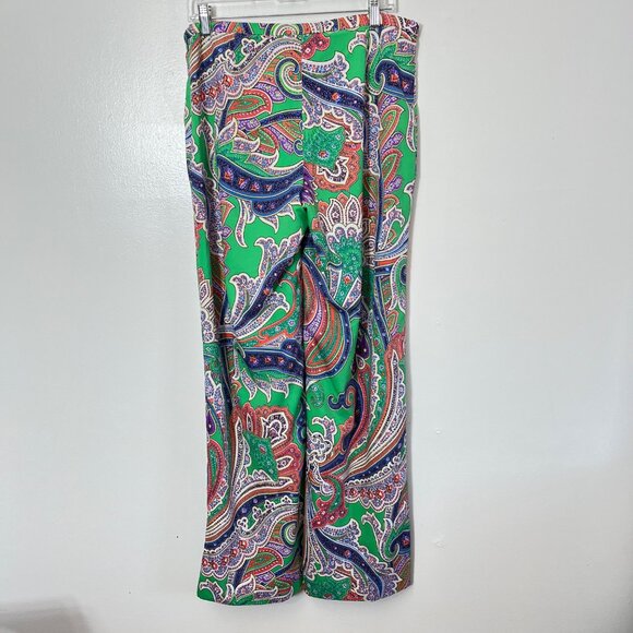 Lauren Ralph Lauren Mandala‎ Palazzo Wide Leg Lined Paisley Pants Size 8 - Picture 3 of 4